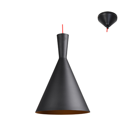 Industria Pendant 1LT (370mm) Alum Black & Gold with Red Cord (P443)