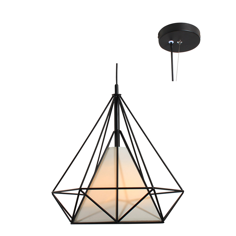 Steel Pendant with Fabric Shade - Pendant Iron with Fabric Shade, P478. (P478)