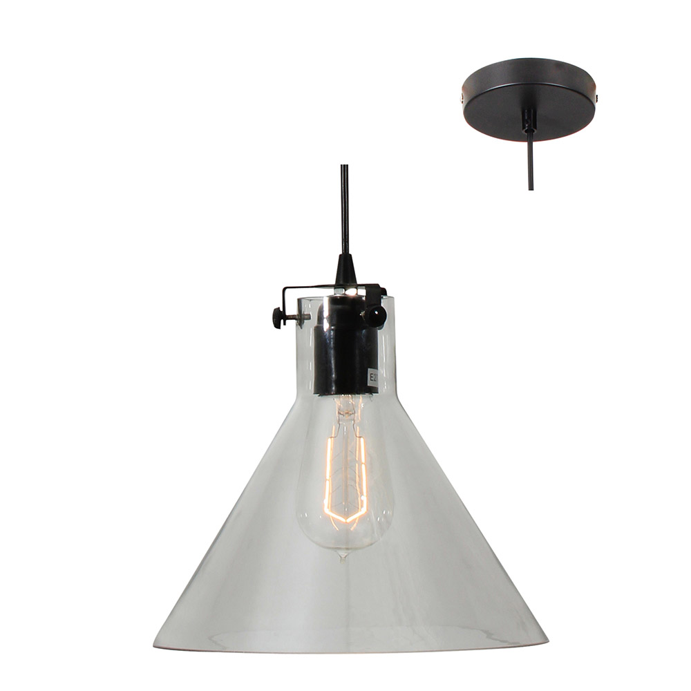 Pendant Clear Glass & Metal (250mm) (P482)