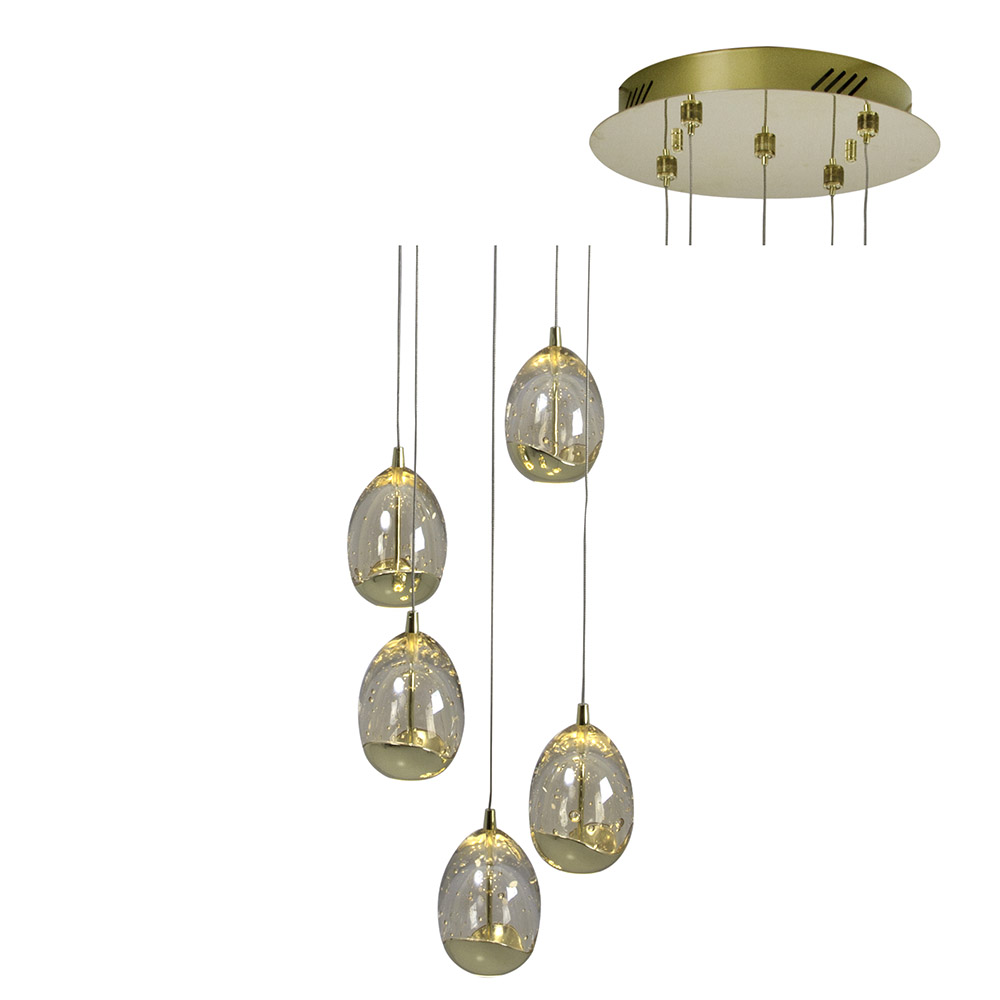 LED Pendant 5LT Gold/Champagne (P562G)