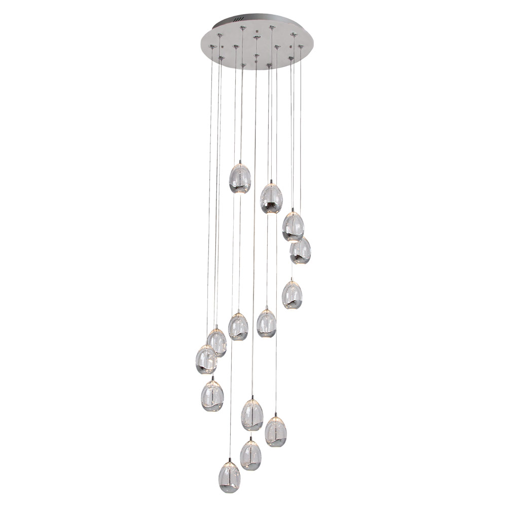 Led Dew Drop Pendant 14Lt Chrome/Clear (P564CH)