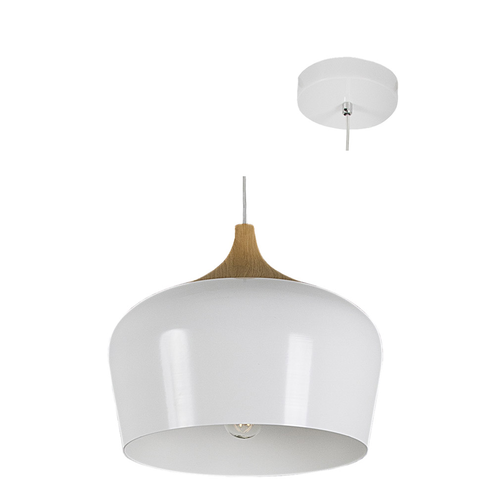 White Fjord Pendant 270mm - PENDANT E27 60W WHITE, P580W. (P580)