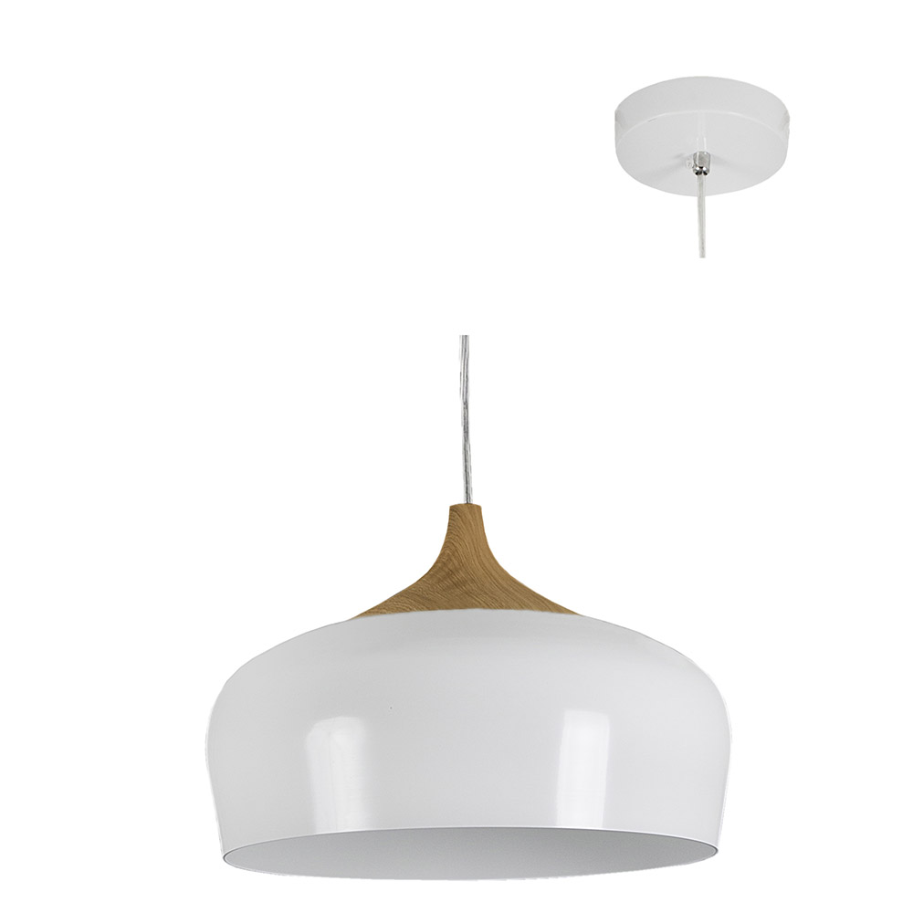 White Fjord Pendant 330mm - PENDANT E27 60W WHITE, P581W. (P581)