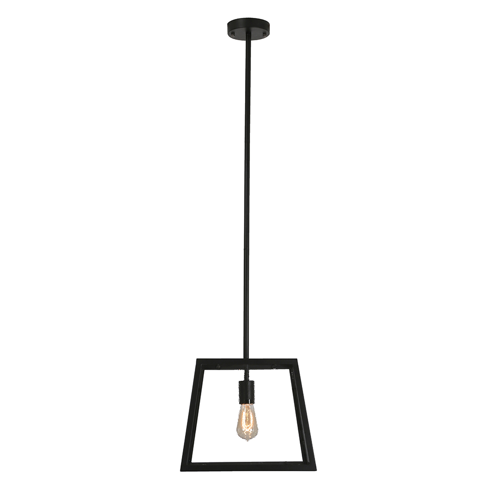 Black Metal Pendant with Clear Glass - PENDANT METAL & GLASS BLACK, P608. (P608)