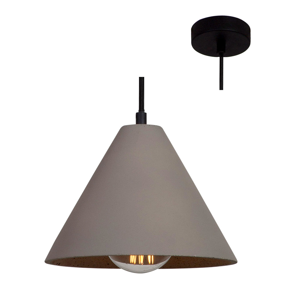 Concrete Pendant - Pendant 244 x 218 x 1500 E27 concrete grey, P748. (P748)