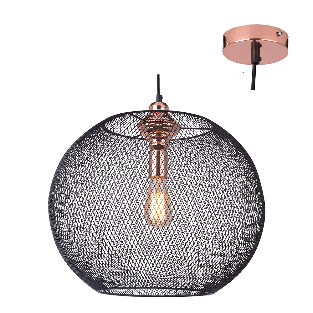 465mm Matt Black/Copper Pendant - Pendant Copper/Black 500mm, P770. (P770)