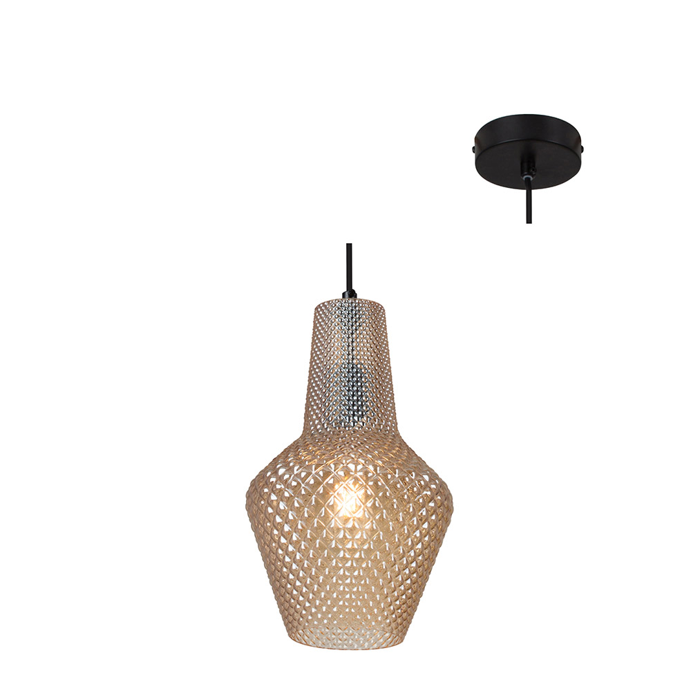 Milano Pendant Large Amber Plated Glass (P797AM)