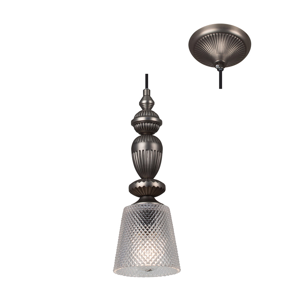 Nottingham Pendant Black with Clear Glass (P857)