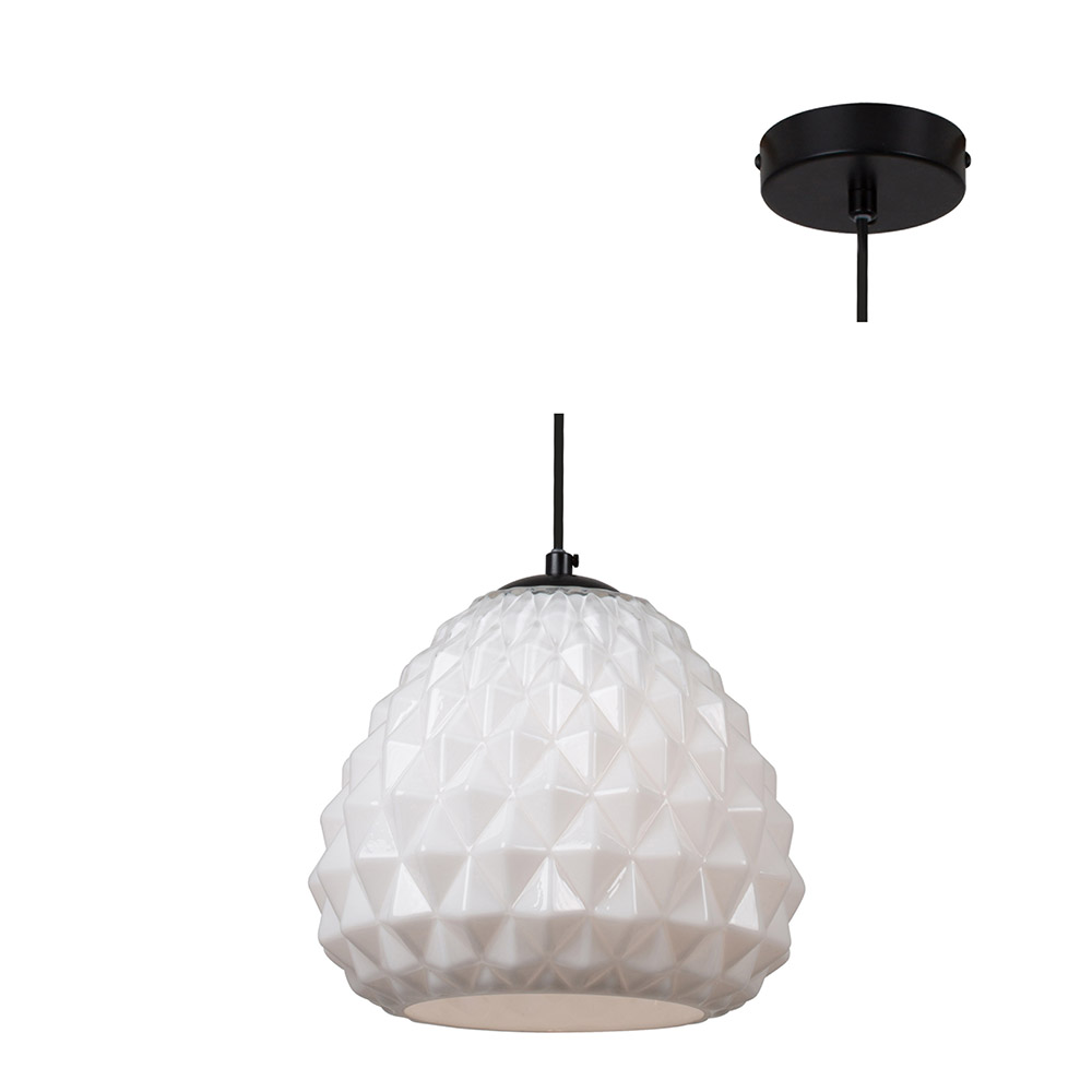 Colmar Pendant Black with Opal Glass (P902OP)