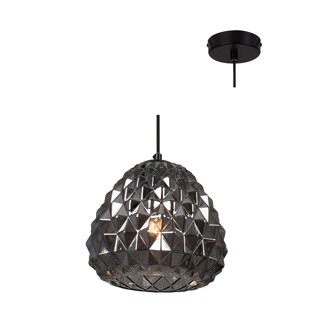 Colmar Pendant Black with Smoke Black Glass (P902SM)