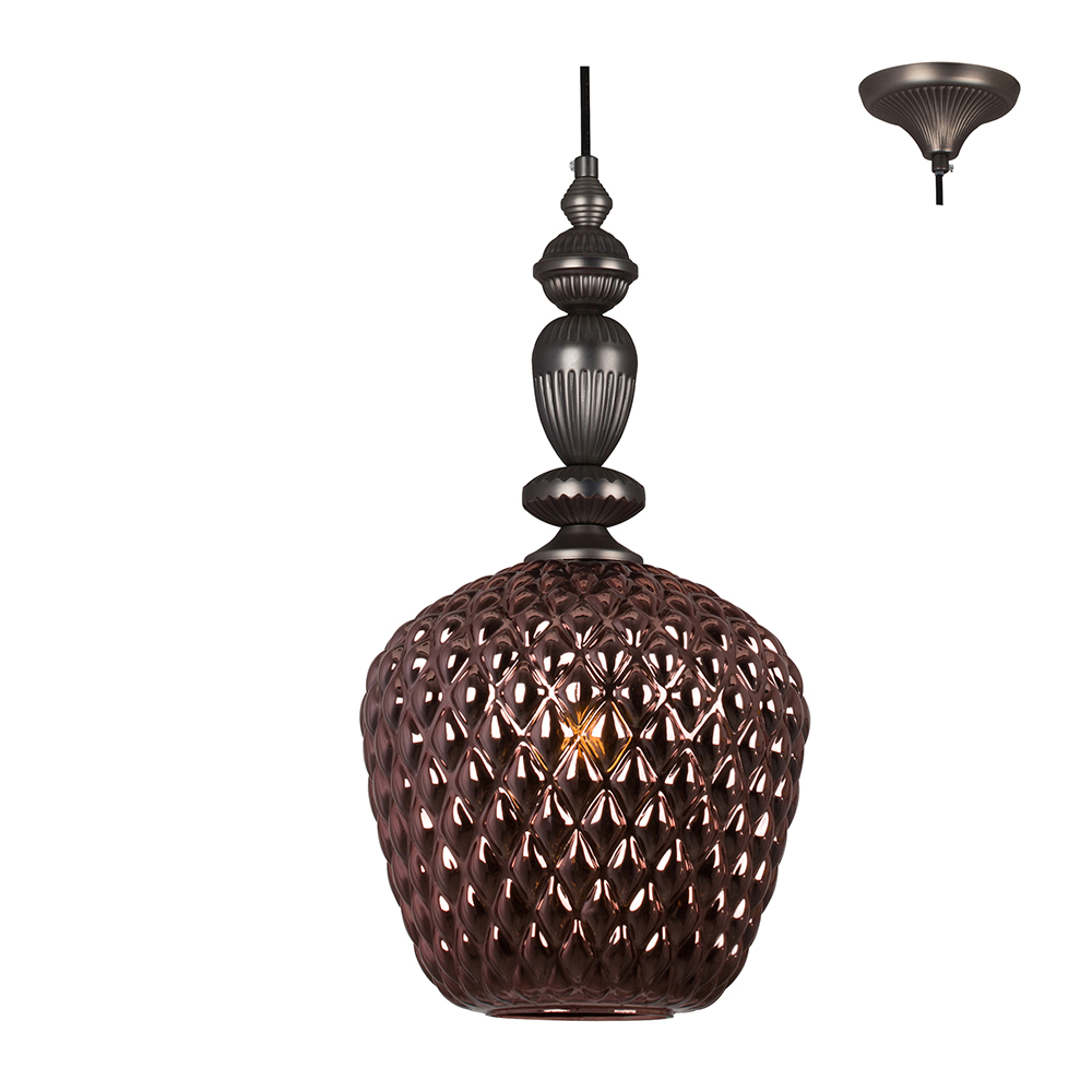 Lisbon Pendant Black with Copper Glass (P907C)