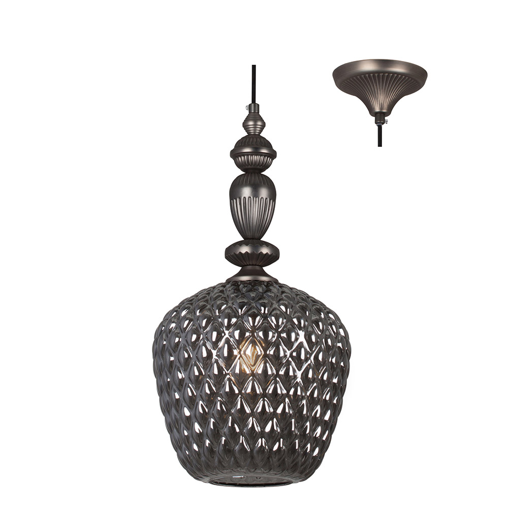 Lisbon Pendant Black with Smoke Glass (P907SM)