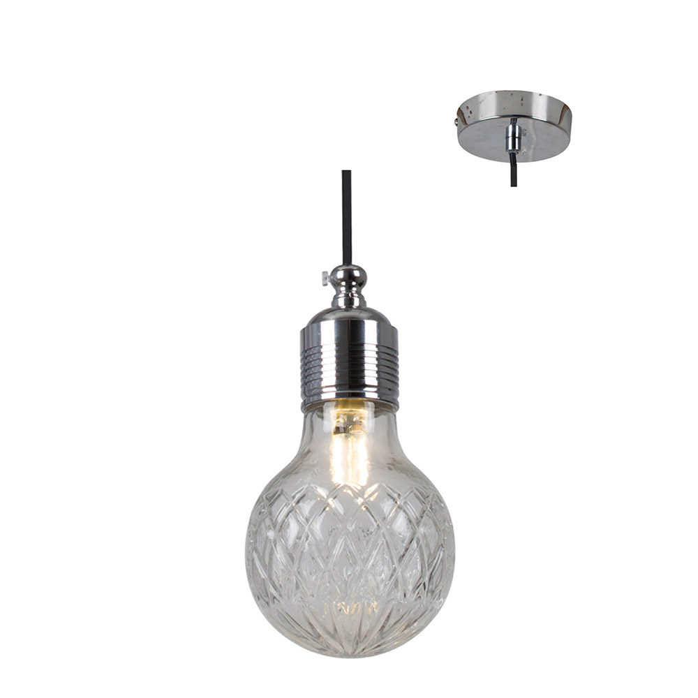 Madrid Pendant 5w Chrome & Clear Glass 100mm (P925CH)