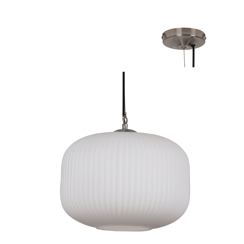 Hallstat Pendant Chrome with Opal White Glass (P930)