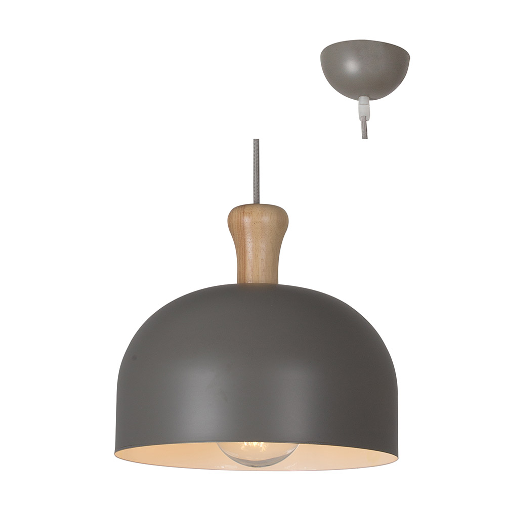 Pendant Metal & Wood Grey 270mm (P954)