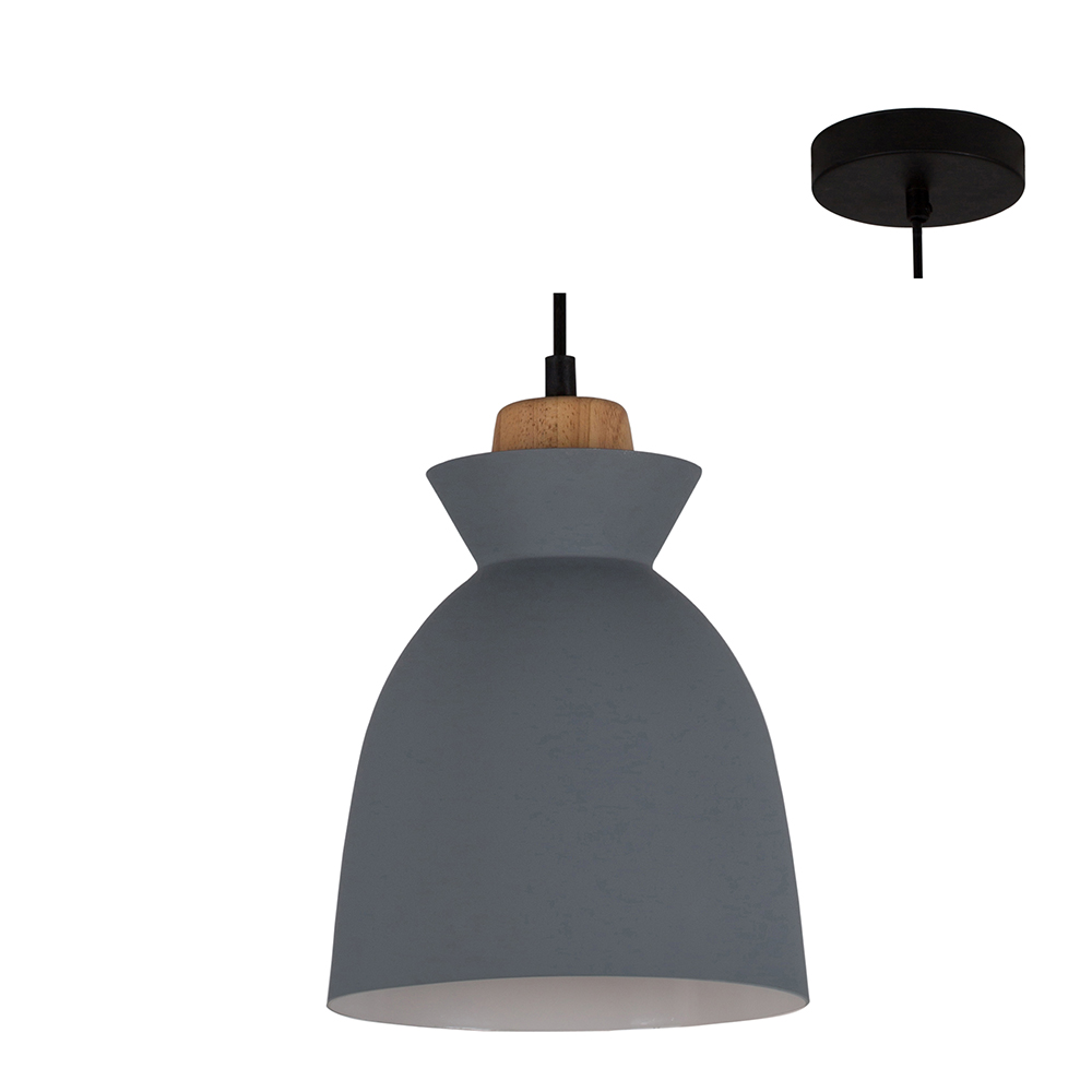Charlotte pendant grey and wood 190mm - Charlotte pendant grey and wood , P981GY. (P981)