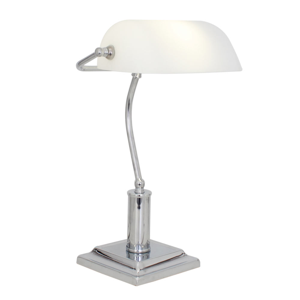 Banker's table light chrome opal shade (T104CH)