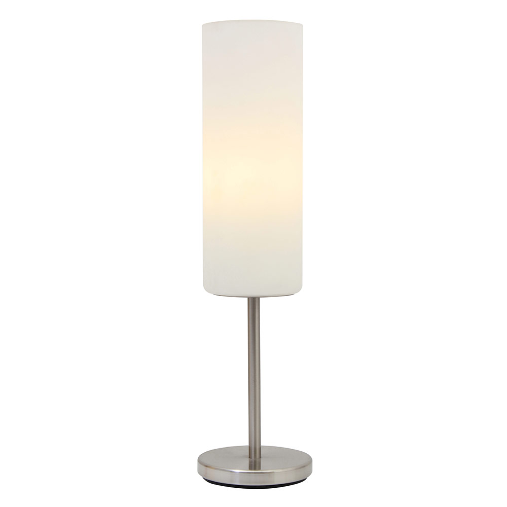 Troy 3 table lamp opal glass satin chrome (T157)