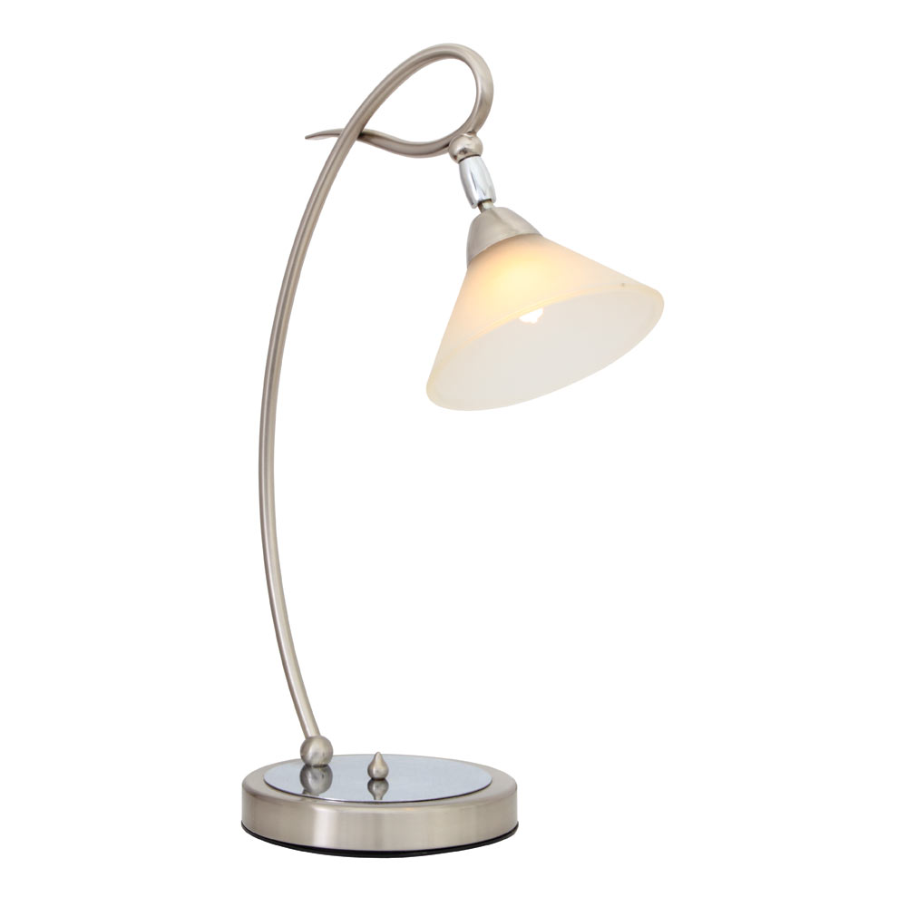 TABLE LAMP WITH GLASS SHADE - T/LAMP S/CHROME WITH GLASS SHADE & SWITCH G9 40W(INCLUDED), T309SC. (T309SC)