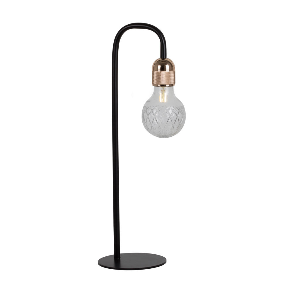 Seville Table Lamp Black with Clear Glass (T547)