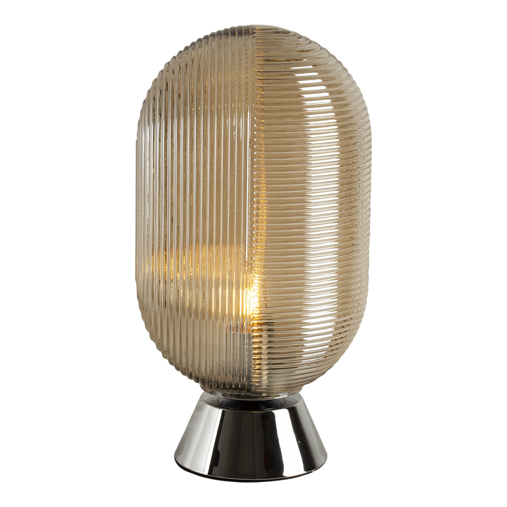 Table Lamp Glass 225 E27 Chrome/Cognac (T595CG)
