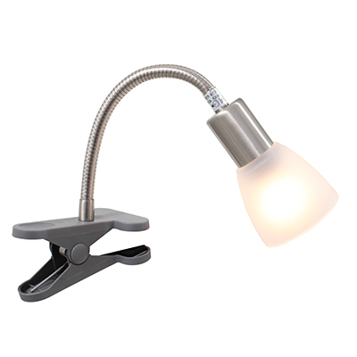 Nicola clip-on desk light opal satin chrome E14 40W (T70SC)