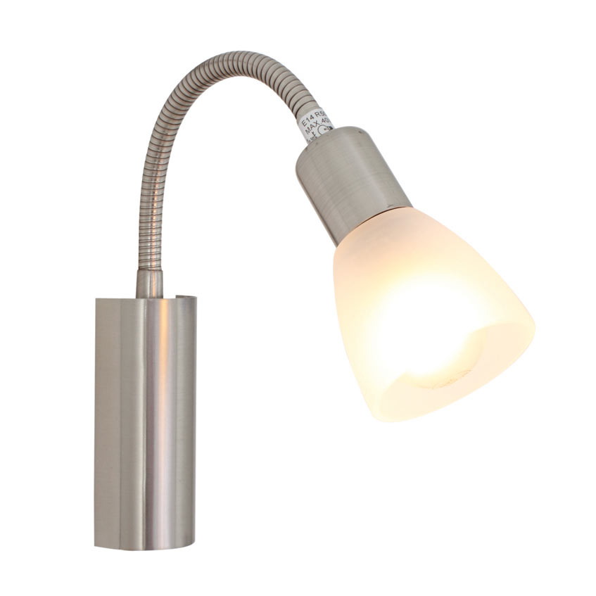 Nicola Wall Light - NICOLA  WALL LAMP 1xE14 OPAL/SAT.CHROME, W108OSC. (W108OSC)