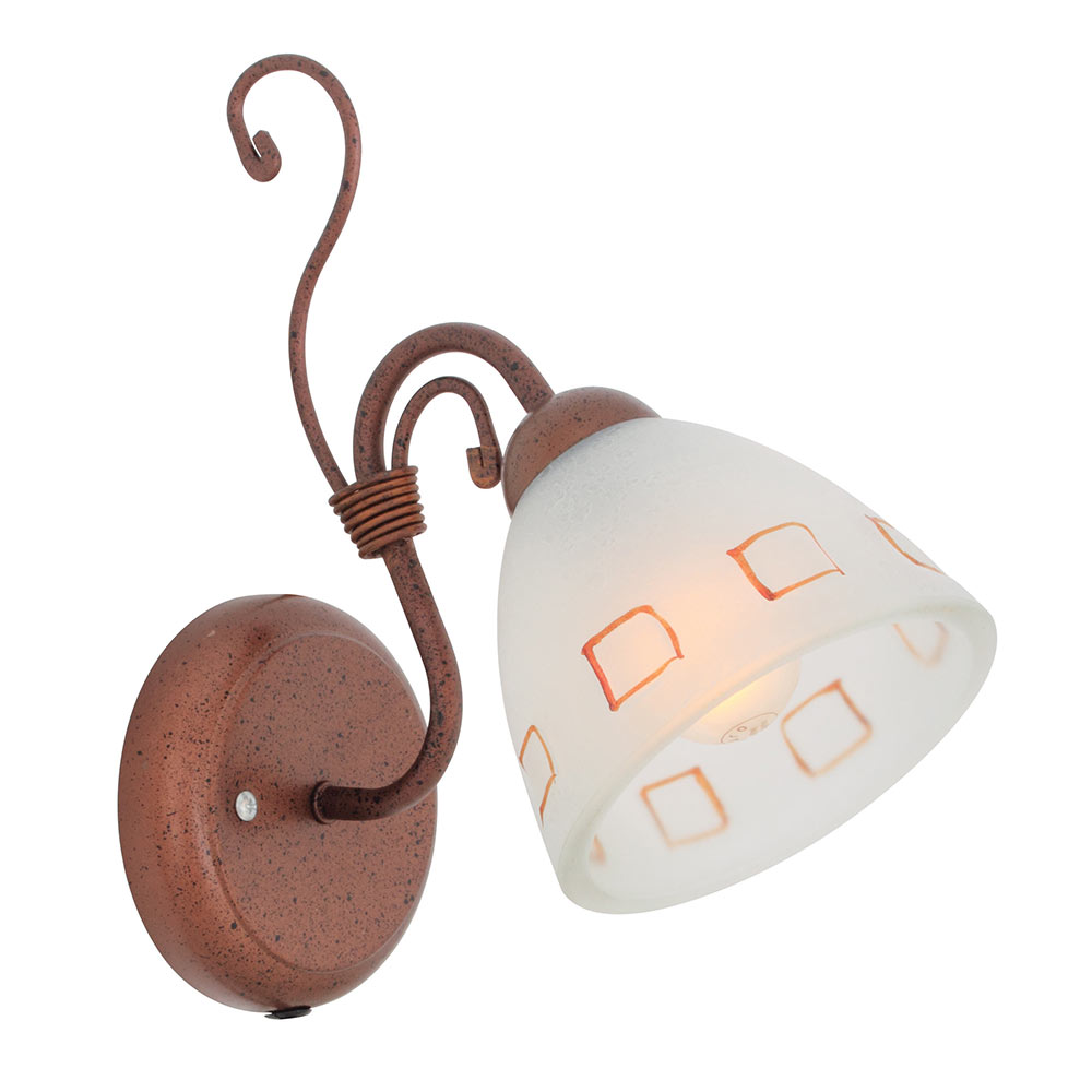 Square Pattern Wall Light - WALL LAMP 1LT SQUARE PATTERN RUST, W132. (W132)