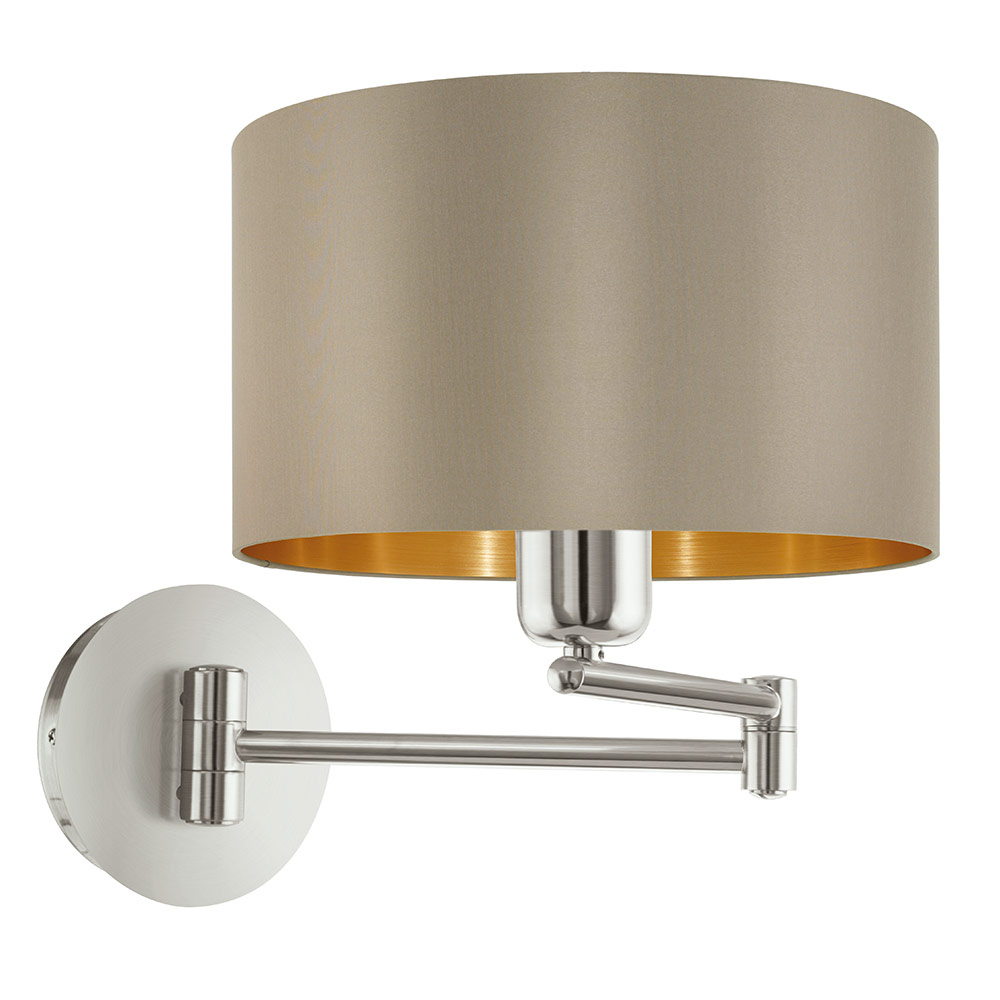 Maserlo Fabric Wall Light - MASERLO FABRIC TAUPE/GOLD, W301TG. (W301)