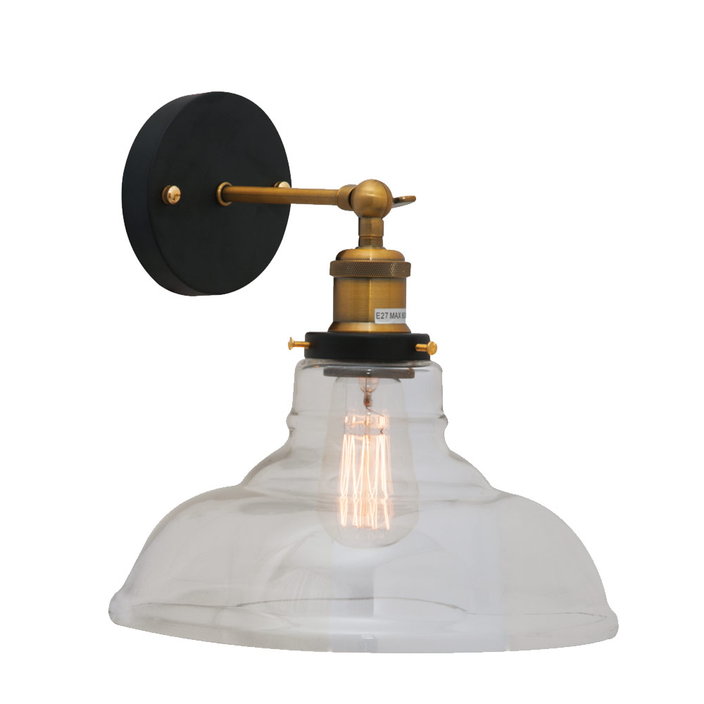 Farmhouse W/Light 280mm Excl 1x60w E27 Antique Brass & Black (W456)