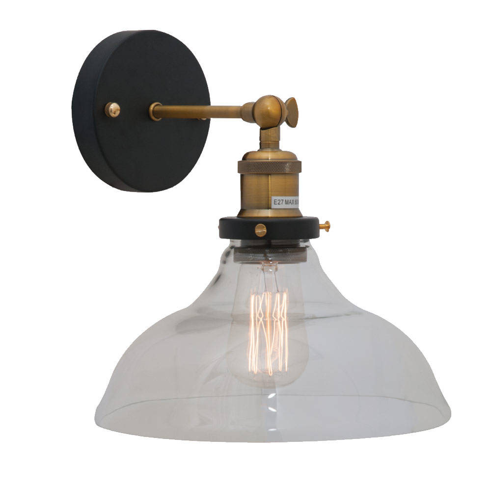 Farmhouse W/Light 250mm Excl 1x60w E27 Antique Brass & Black (W457)