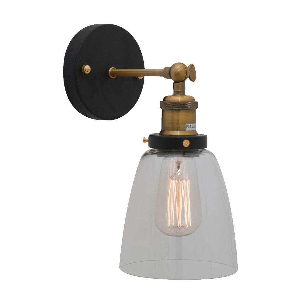 Farmhouse W/Light 140mm Excl 1x60w E27 Antique Brass & Black (W460)