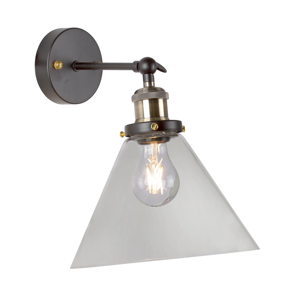Funnello W/Light 230mm Excl 1x60w E27 Antique Brass & Black (W463)