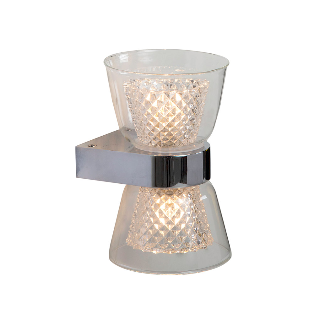 Monarch Wall Up & Down Facing Chrome - LED Wall Light 2LT Chrome/Clear, W467CH. (W467)