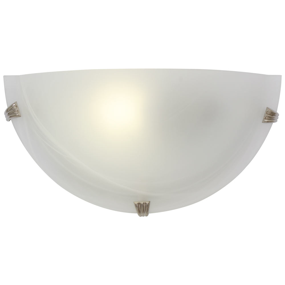 Wall Light White Alabaster  Satin Chrome Clips 1 X E27 60w - Wall Lamp White Alabaster  Satin Chrome Clips 1 X E27 60w, W55ASC. (W55ASC)