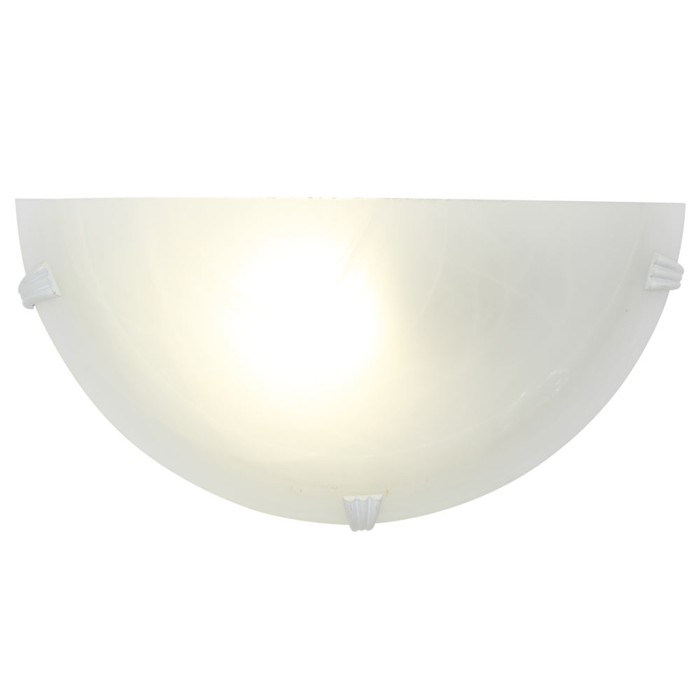 Wall Light White Alabaster White Clips 1 x E27 60W - Wall Lamp White Alabaster White Clips 1 x E27 60W, W55AW. (W55AW)