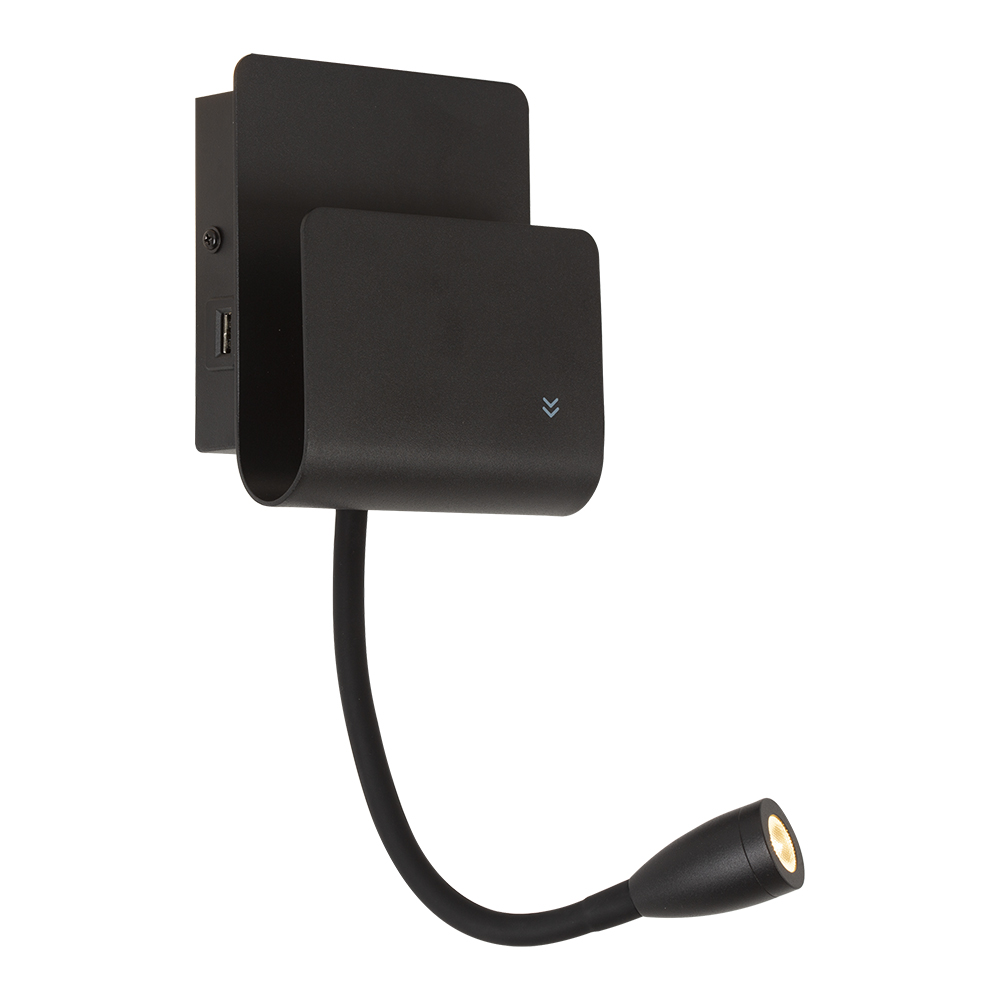 Black Wall Light with USB (W603B)
