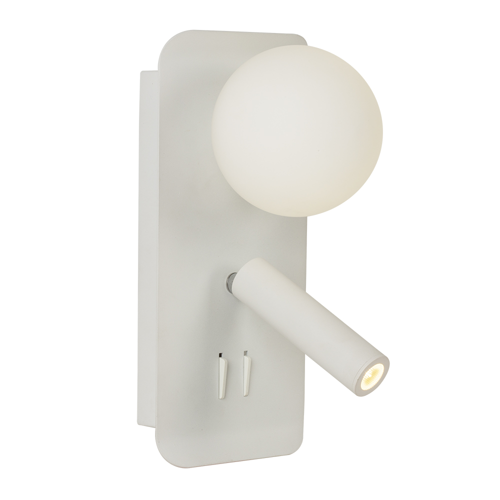 ABC White Wall Light with USB (W604W)