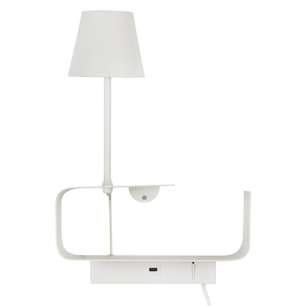 White Coil USB Wall Light (W605W)